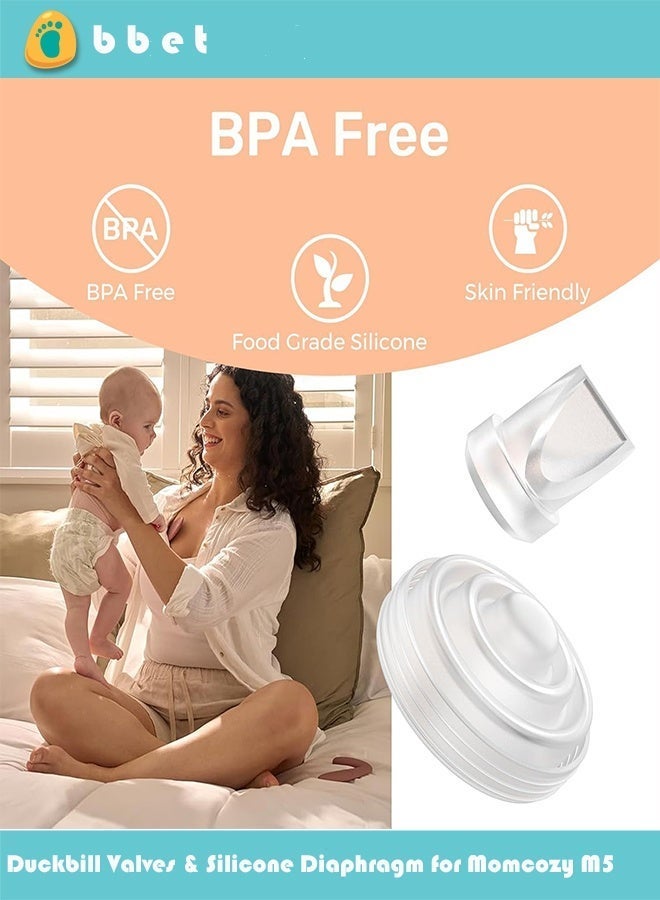 bbet 2pcs Duckbill Valves & 2pcs Silicone Diaphragm for Momcozy M5, Wearable Breastpump, Breast Pump Replacement Parts, Breastfeeding Essential Accessories - Image 5